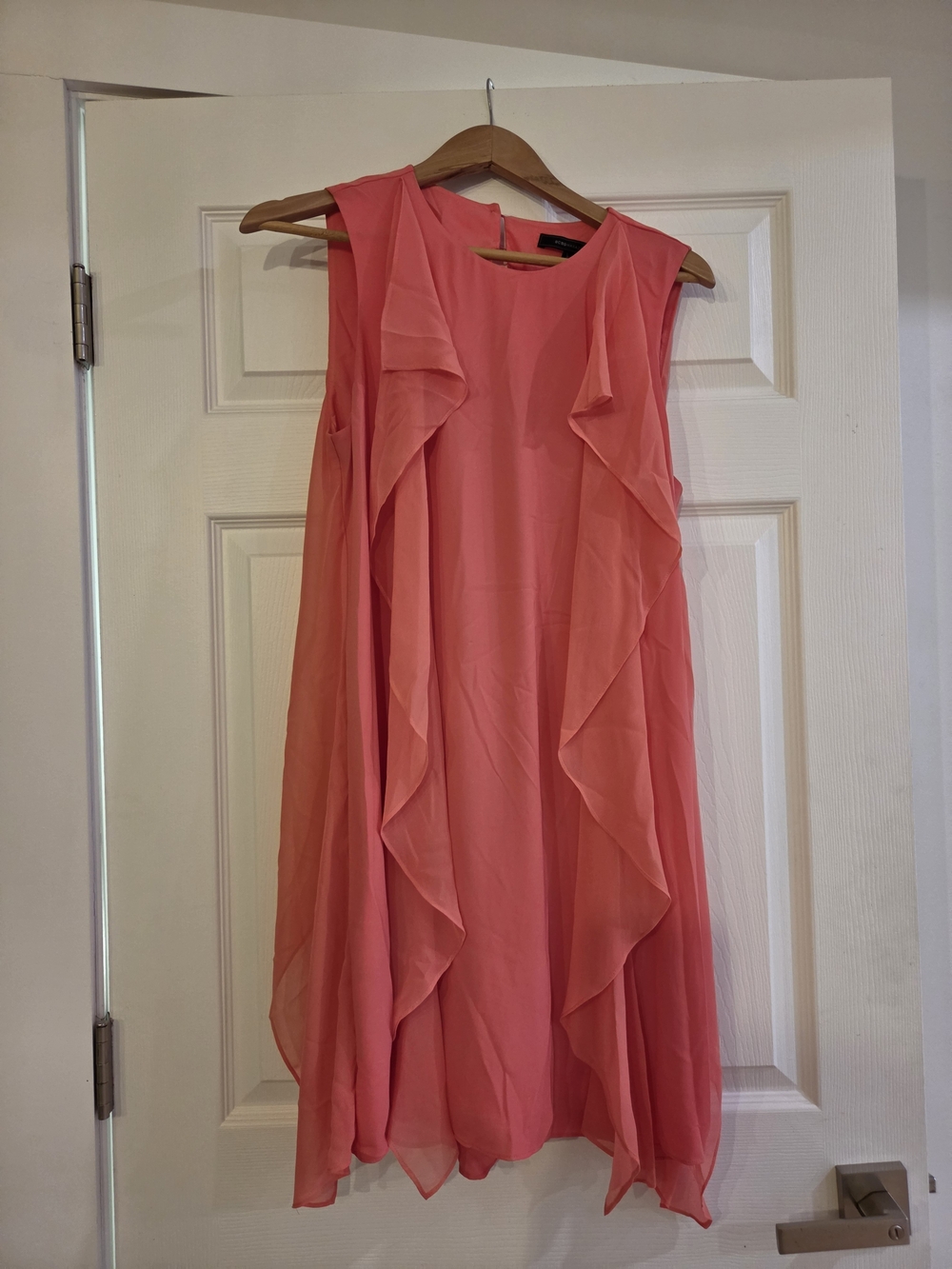 BCBGMaxAzria Coral Pink Ruffle Midi Dress